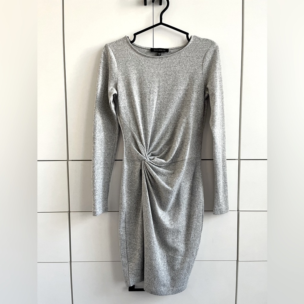 Flattering grey ruched dress